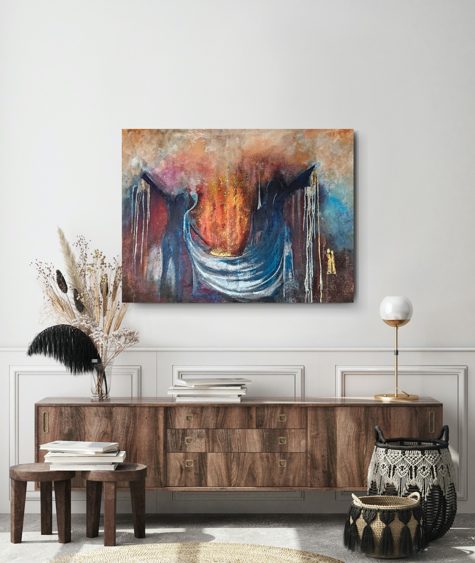 HEL FØR VI HOLDER - Konflikt og kjærlighet i forening. Str 130×100 kr..13.000,-